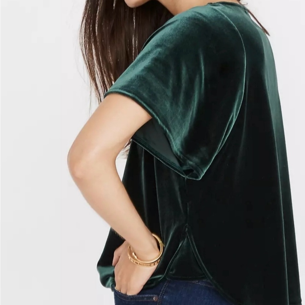 Madewell Velvet Emerald Green Butterfly Top Size XS